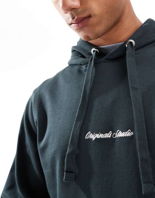 Jack & Jones – Zielona bluza oversize z kapturem i haftowanym logo, 3 z 4