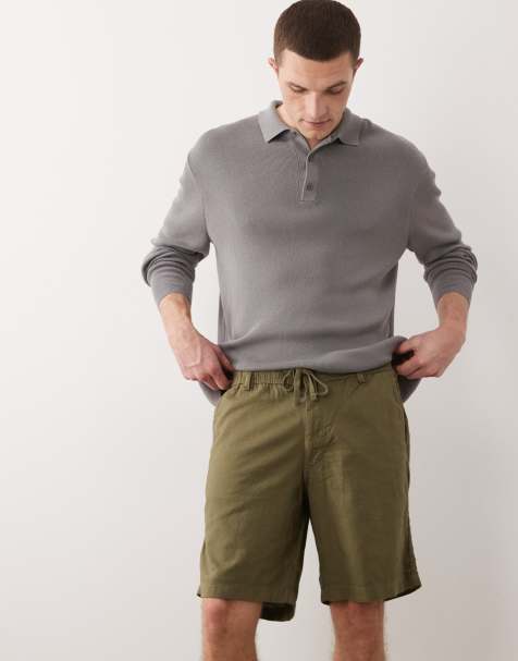 Jack & Jones – Zielone ściągane na sznurek szorty z domieszką lnu - view 1