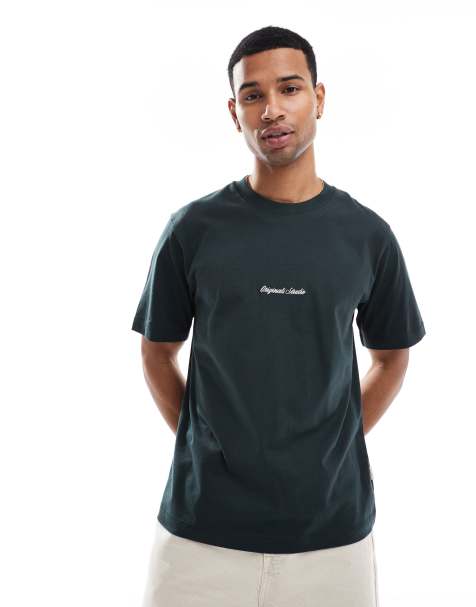 Jack & Jones – Zielony T-shirt oversize z haftowanym motywem Originals - view 1