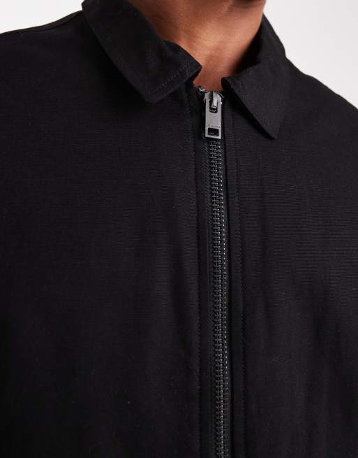 Jack & Jones zip harrington jacket in black | ASOS