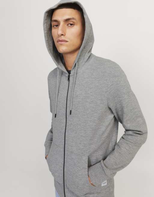 Jack & Jones Zip-Hoodie in hellgrau meliert, 6 von 7