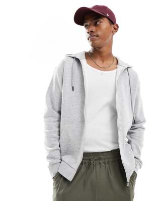 Jack & Jones Jack & Jones zip through hoodie in light grey marl