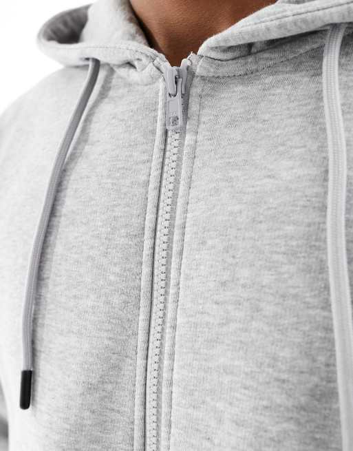 Jack & Jones zip through hoodie in light grey marl, 3 of 4