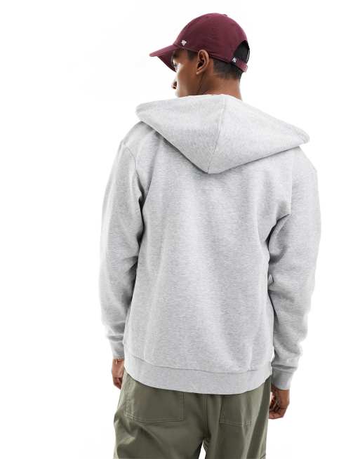 Jack & Jones zip through hoodie in light grey marl, 4 of 4