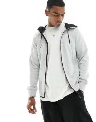 Jack & Jones Jack & Jones zip through tech hoodie in light grey marl