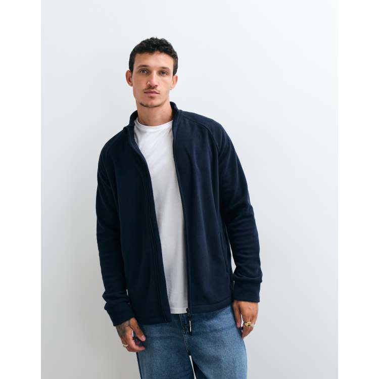 Jack & Jones zip up fleece jacket in navy | ASOS