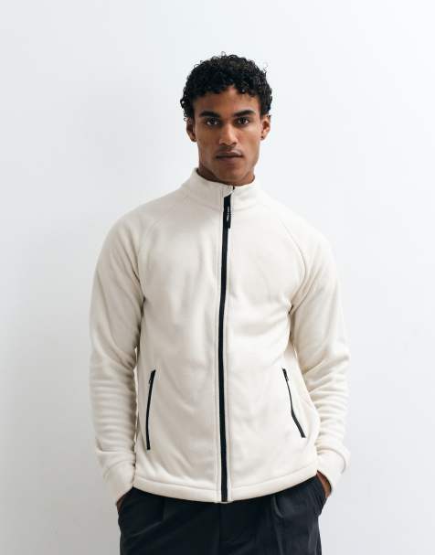 Jack & Jones zip up fleece jacket in white - view 1