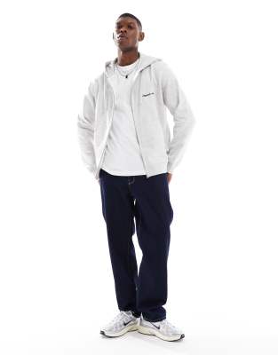 Jack & Jones Zip Up Logo Hoodie In Gray