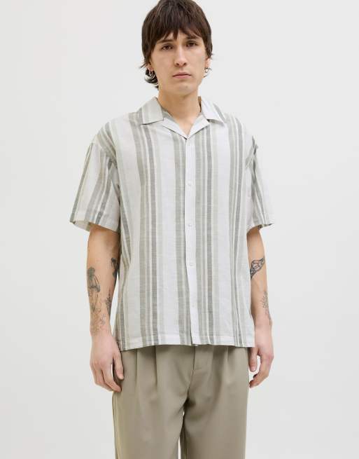 Jack & Jones - Zomers gestreept overhemd in wit