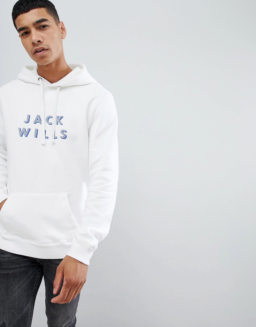 Jack Wills - Batsford - Grafische hoodie zonder sluiting in wit