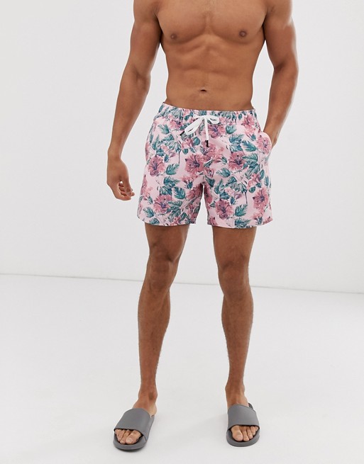 Jack Wills Blakeshall floral print swim shorts in pink
