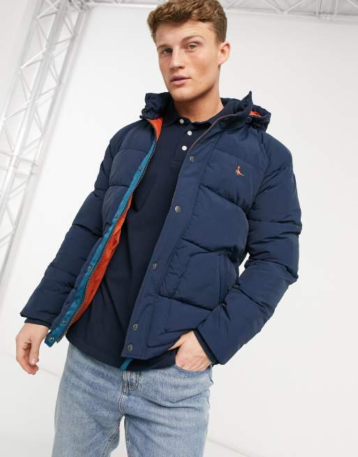 Jack Wills Cheadle hooded puffer jacket in navy ASOS