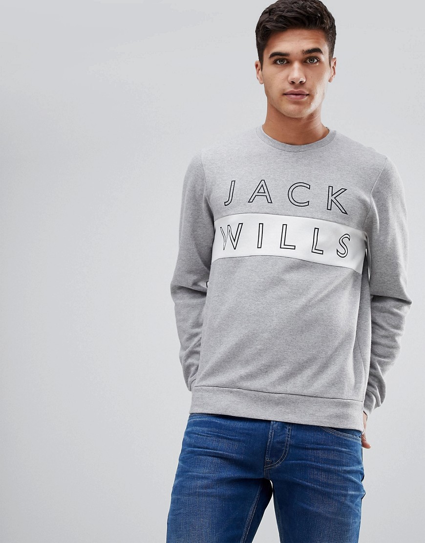Jack Wills - Dalling - Sweater met logo in gemêleerd grijs
