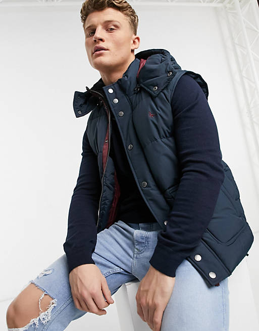 Jack Wills Firstone hooded gilet in navy