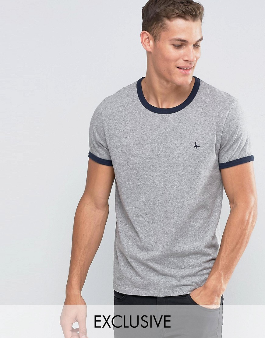 Jack Wills – Grå t-shirt med normal passform och kantband, endast hos ASOS