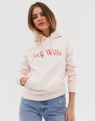 Jack Wills – Hartford – pullover-huvtröja med logga-Rosa