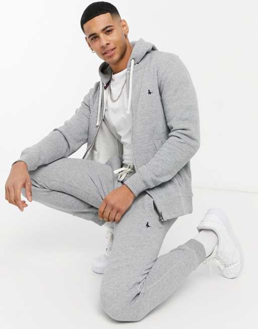 Jack Wills Haydor embroidered logo joggers in grey ASOS