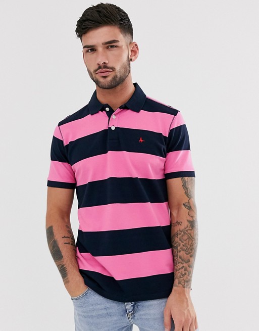 Jack Wills Ilchester polo shirt in pink and navy stripe