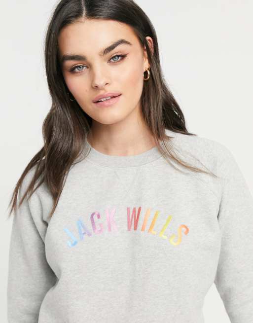 Jack Wills linea logo sweat in grey marl
