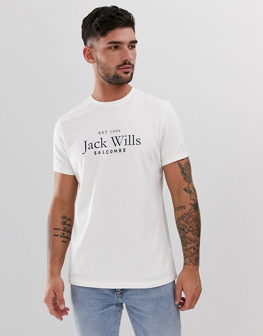 Jack Wills Ormond chest logo t-shirt in white