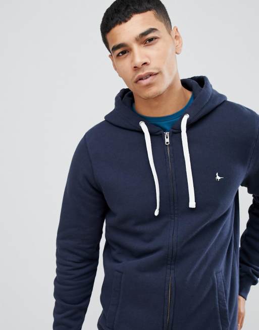 Jack Wills Pinebrook zip through logo hoodie in navy