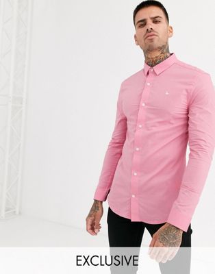 Jack Wills - Skinny-fit poplin overhemd met stretch, exclusief bij ASOS-Roze