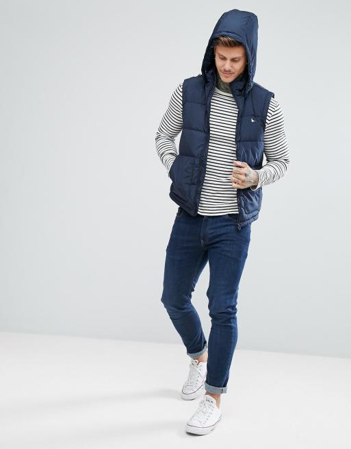 Jack Wills Staunton Core Down Gilet With Hood In Navy