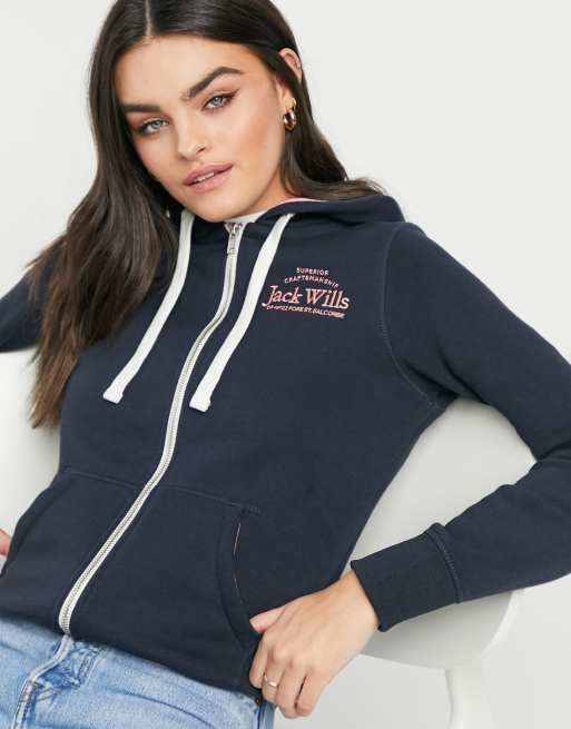 Jack wills zip hot sale up hoodie womens