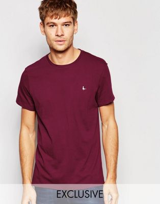 Jack Wills T-Shirt With Pheasant Logo In Burgundy Exclusive