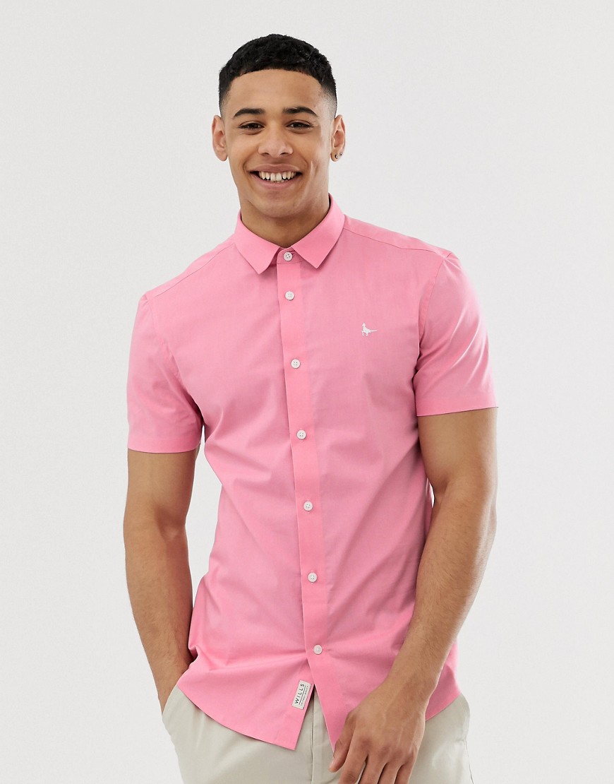 Jack Wills - Tencreek - Skinny poplin overhemd met korte mouwen in roze