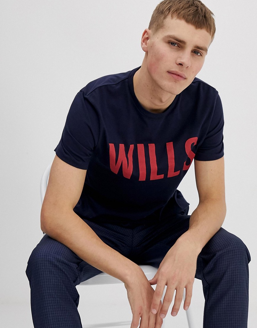Jack Wills - Wentworth - T-shirt con scritta Wills blu navy