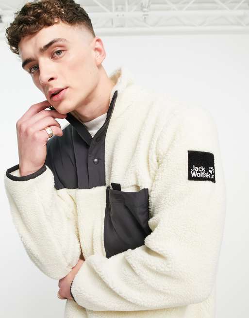 Jack Wolfskin 365 Fearless snap fleece in white ASOS