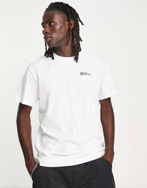 Jack Wolfskin – 365 – T-shirt w kolorze złamanej bieli z logo w ramce na piersi