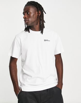 Jack Wolfskin 365 t-shirt with box chest logo in off-white - ASOS Price Checker