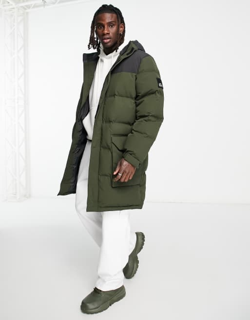 Jack Wolfskin Alex long down puffer jacket in green | ASOS