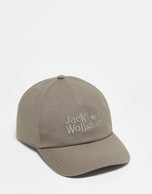 Jack Wolfskin – Brązowa czapka baseballowa z daszkiem i logo