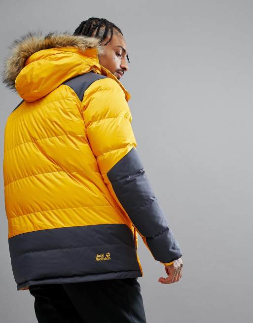 Jack Wolfskin Cook Parka in Burly Yellow with Faux Fur Hoodjack wolfskin  cook 