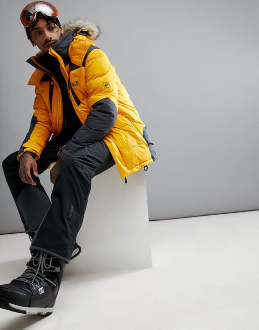 Poging tent agitatie Jack Wolfskin Cook Parka in Burly Yellow with Faux Fur Hood | ASOS