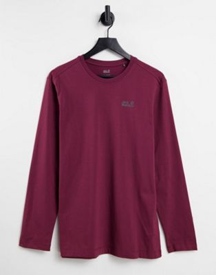 Jack Wolfskin Essential long sleeve t-shirt in red