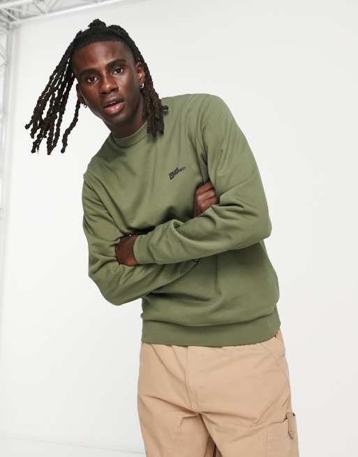 Jack Wolfskin - Essentials - Kakifarvet sweatshirt med rund hals