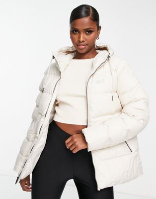 Jack Wolfskin Frozen Palace hooded puffer jacket in white - ASOS Price Checker