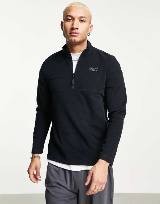 Jack Wolfskin Gecko 1 4 zip fleece in black ASOS