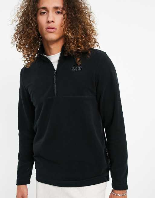 Jack Wolfskin Gecko 1/4 zip fleece in black | ASOS