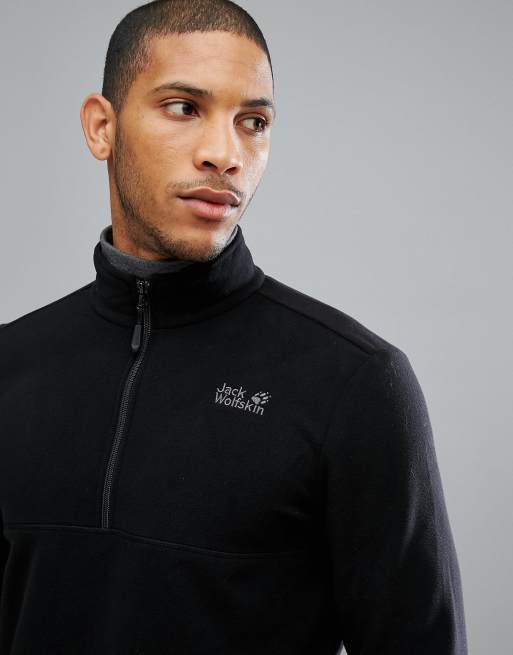 Jack Wolfskin Gecko Half Zip Fleece in Black ASOS