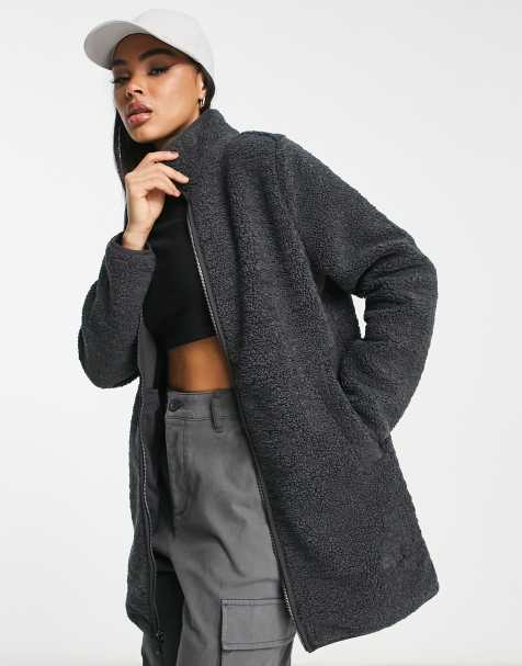 Jack Wolfskin - High Cloud - Giacca lunga in pile borg nera con zip - view 1