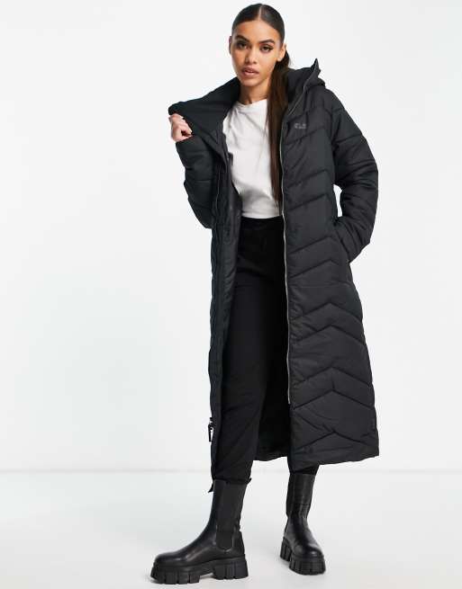 Jack Wolfskin Kyoto long hooded jacket in black | ASOS