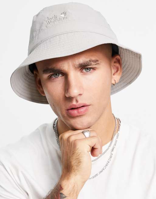 Jack Wolfskin Lightsome bucket hat in light grey | ASOS