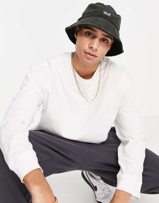 Jack Wolfskin Nature Corduroy bucket hat in khaki green 