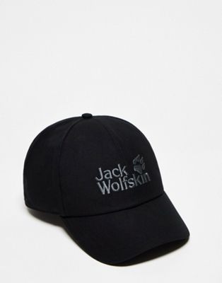 Jack Wolfskin paw logo baseball cap in black