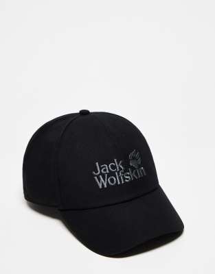 Jack Wolfskin paw logo baseball cap in black